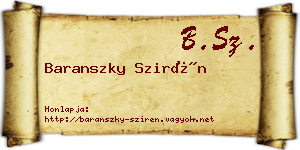 Baranszky Szirén névjegykártya